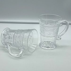 Studio Everyday: Set of 2 Vintage Cut Glass 12 oz Mugs w/ Detailed Center Design